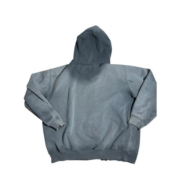 Vintage Carhartt Full Zip Distressed Faded Hoodie Sweatshirt Mens XL Heavy Blue - Picture 2 of 7